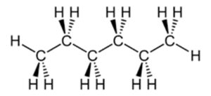 The chemical structure of hexane