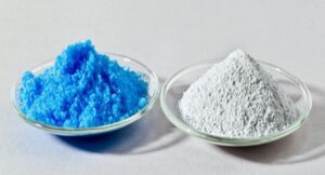 Two different grades of copper sulfate